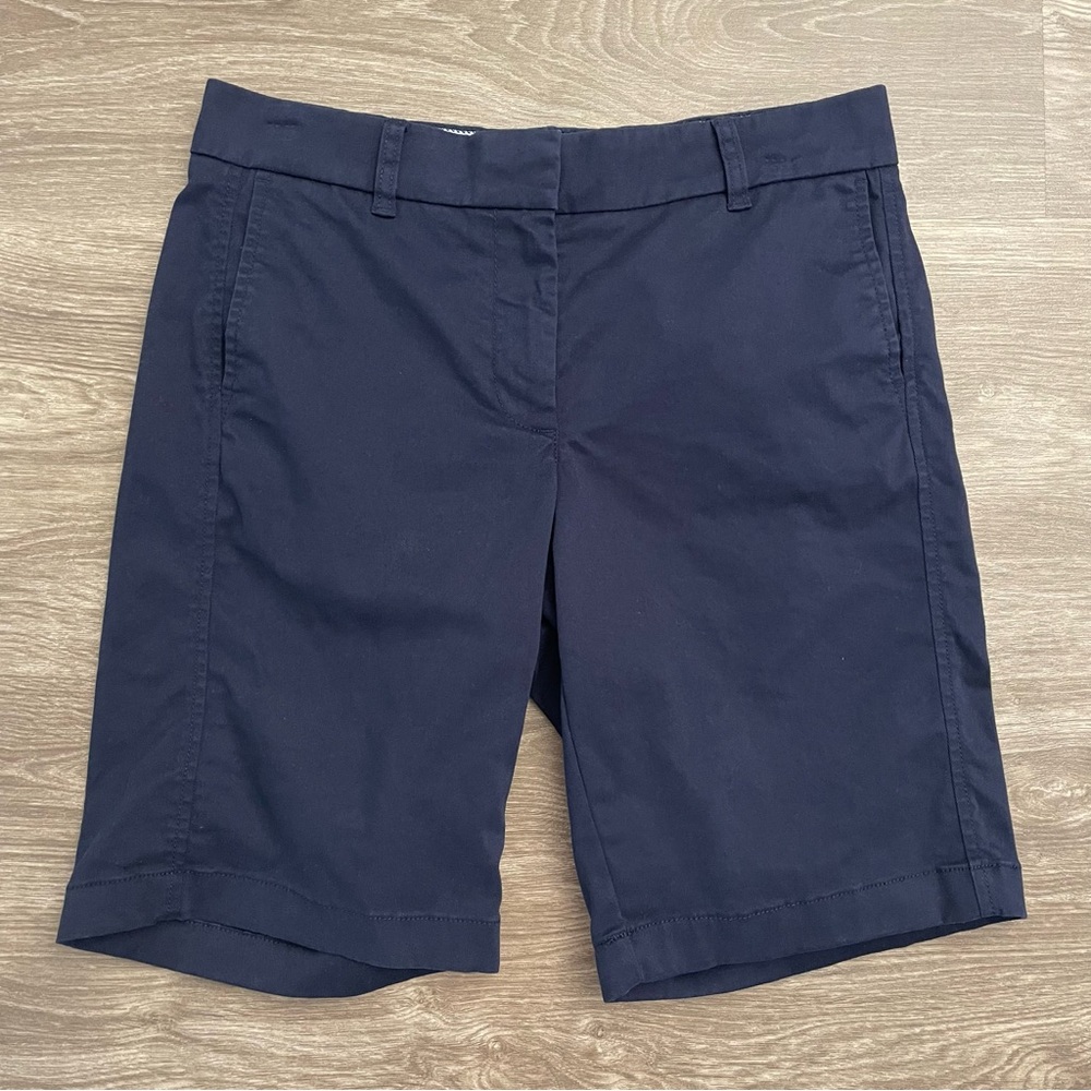 J. Crew Navy Blue Cotton Bermuda-Style Chino Shorts Womens Size 4